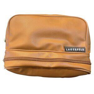 Karl Lagerfeld Toiletries Travel Bag Caramel Brown Zip Around Case